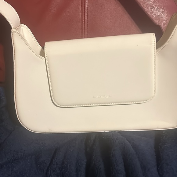 Lancel - White Glossed Leather Structured Handbag - Picture 2 of 9